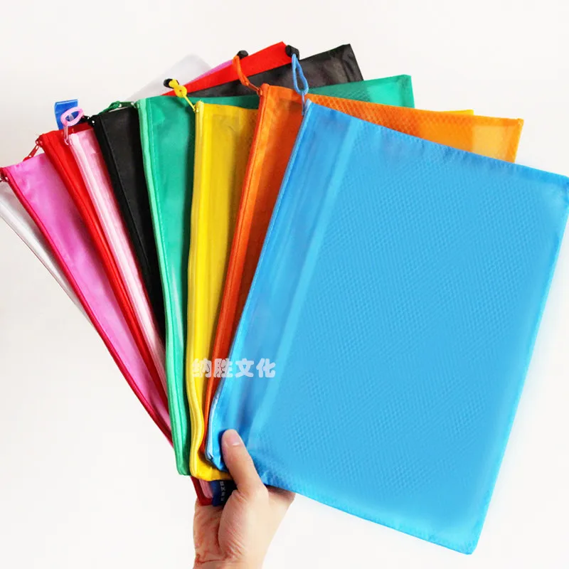 Colorful Double Layer canvas Cloth Zipper Paper File Folder Book Pencil Pen Case Bag File Document Bags