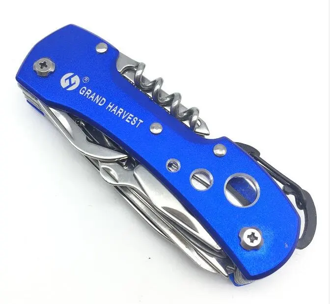 High Quality popular 420 Steel 13 in 1 Swiss style Folding Multifunction Knife with Carabiner Hook