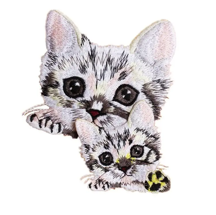Embroidered Motif Applique Assorted Size Decoration Sew On Patches Cute Cat Iron on Patches For DIY Jeans Jacket Clothing