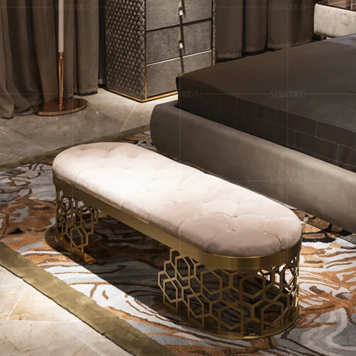 
sassuolo Luxury bed stool metal foot design footrest wholesale price furniture 
