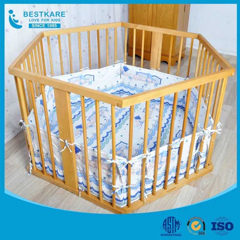 6 Panel Wooden bed guard fence Frame Kids Play Center Yard Indoor Baby Playpen