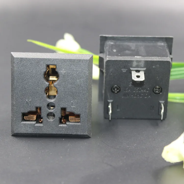 SS-801 Universal Panel Socket Plug Outlet Power Receptacle AC 250V 13A Black