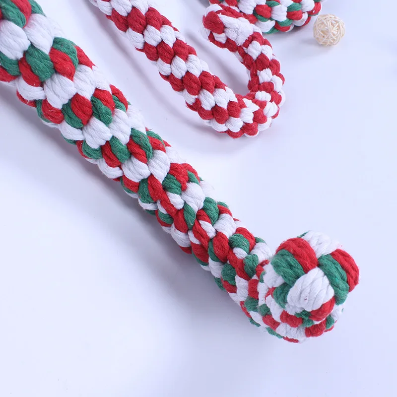 
2018 new pet dog Christmas toy cotton rope weaving environmental protection rope knot toys bite pet toys 