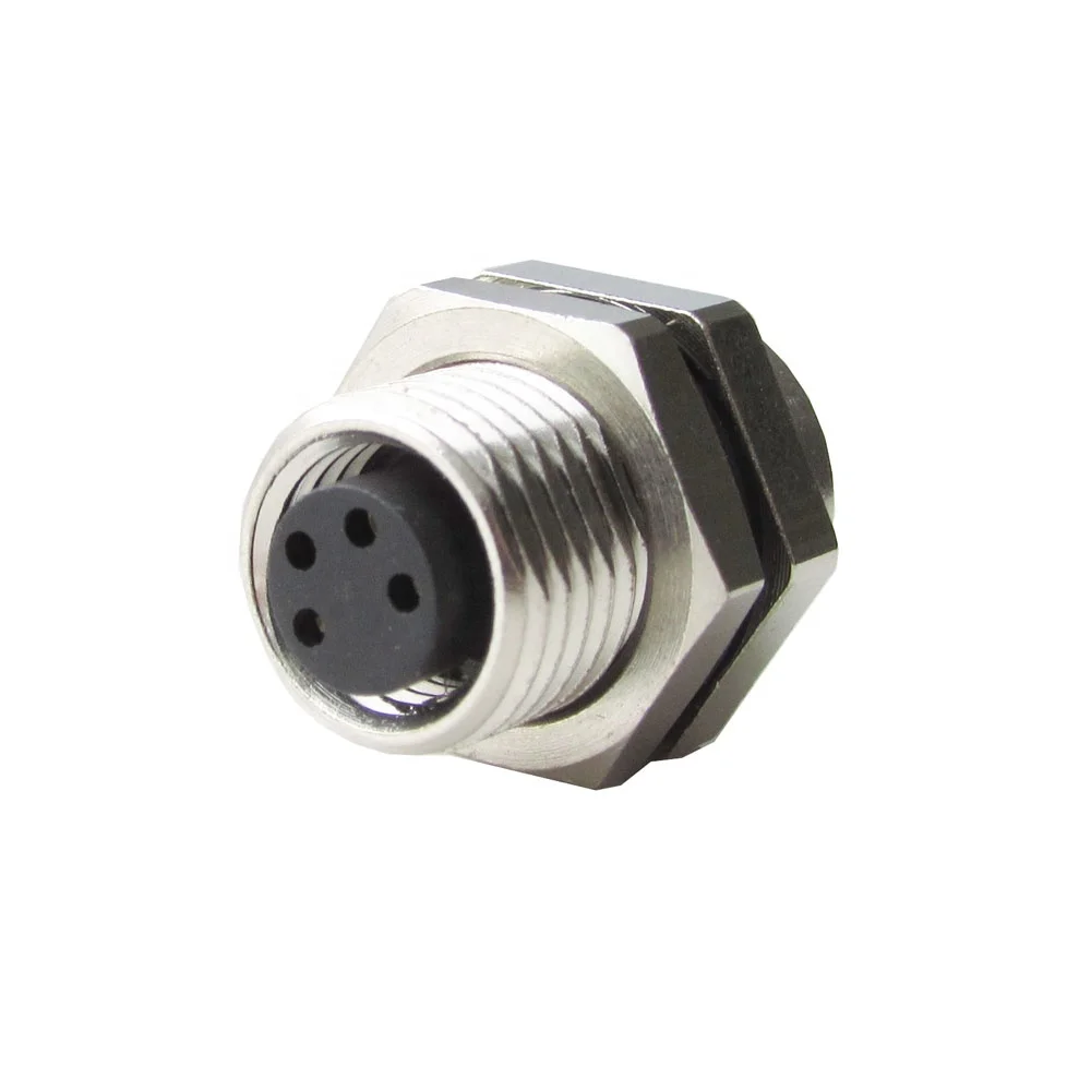 M8 4pin male plug M8 4pin female panel mounting connector