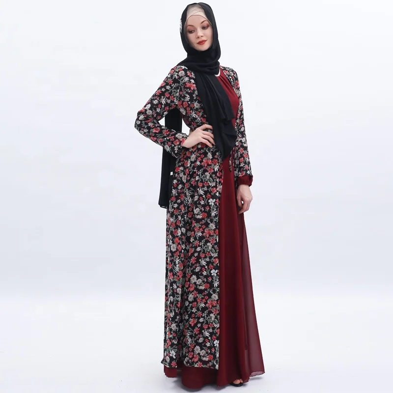 
Stock spot goodds promotion summer front open kimono abaya for women 