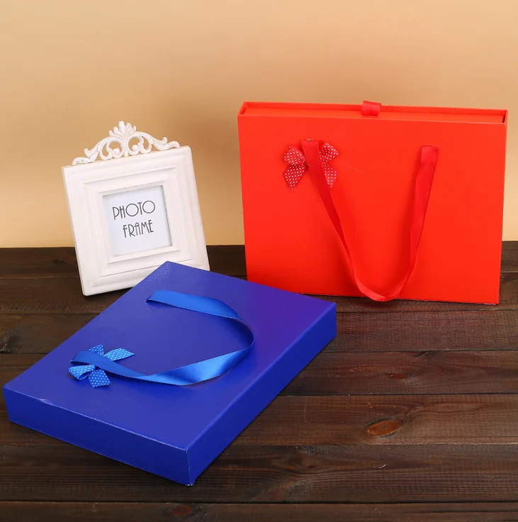 2mm thickness cardboard paper rigid drawer candy and chocolate packing box with ribbon pull out and handle custom with divider