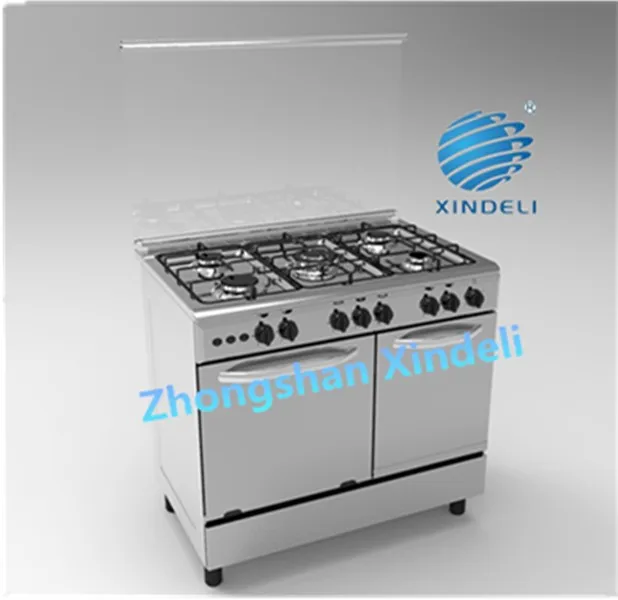 
Fiji five burners fre standing gas oven with bottle compartment cooker with gas oven Iron burnercap aluminum handle double door 
