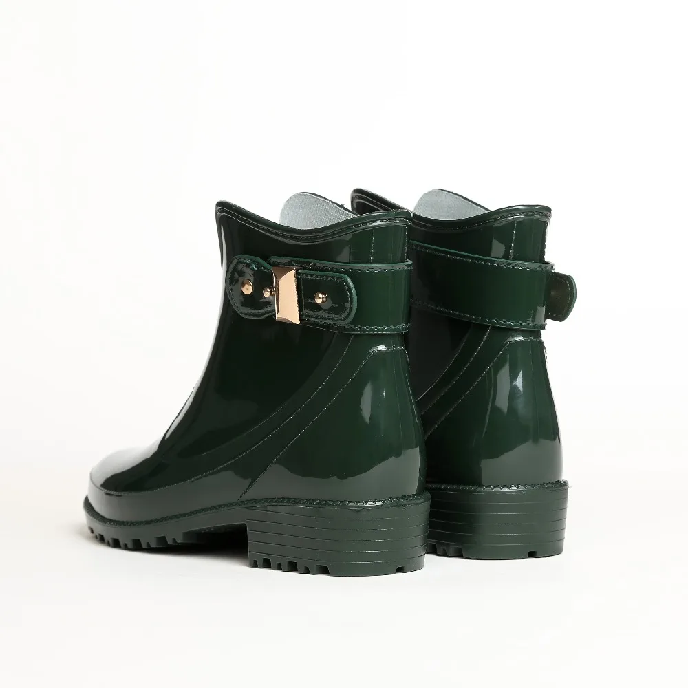 Hot sales women plastic rain boots with solid color