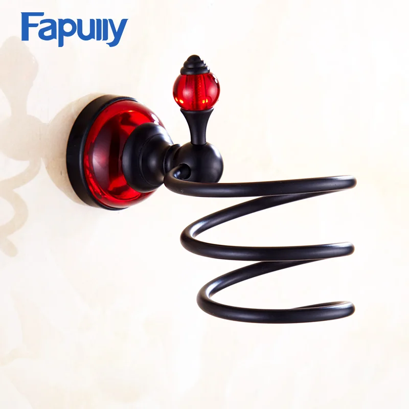 Fapully аксессуары для ванной черного настенный ванная комната, фен стойки