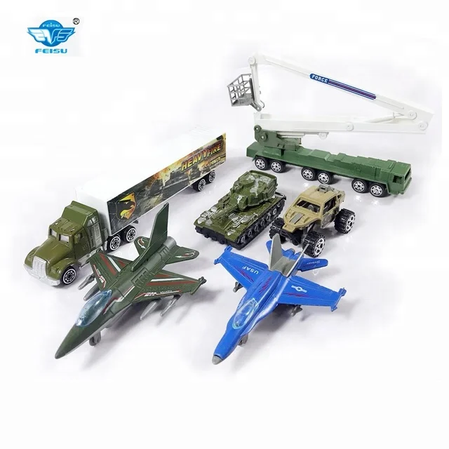 Kids toy die cast car model military army truck set