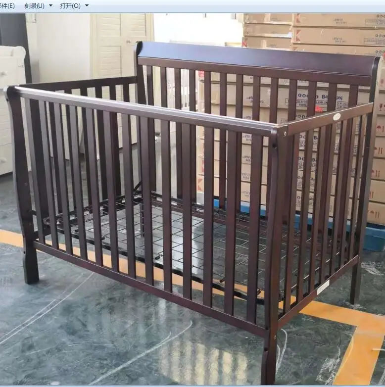 US Standard Children wooden sleigh cot bed with steel mattress base