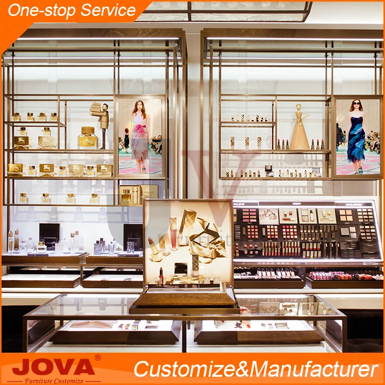 LED lighting perfume store display shelf stands rack cabinet showcase for cosmetic shop counter design
