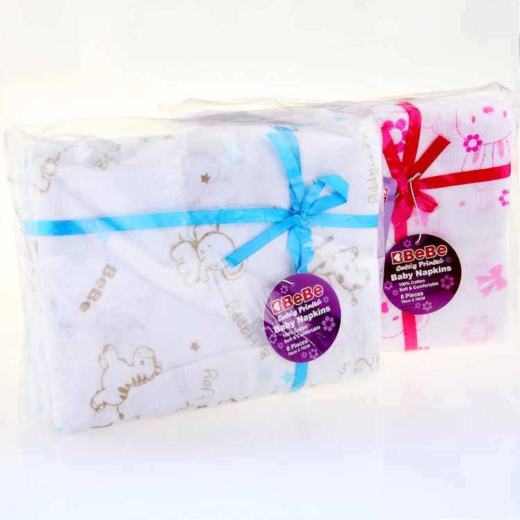 Wholesale 100% Patterned Cotton Soft Baby Muslin Cloth /Baby Napkin