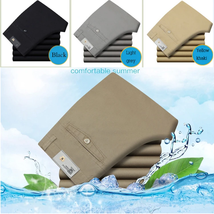 Мужские повседневные брюки цвета хаки прямые деловые брюки большого размера в наличии Бежевая Одежда для отца хлопковые брюки с высокой талией оптовая продажа дешево