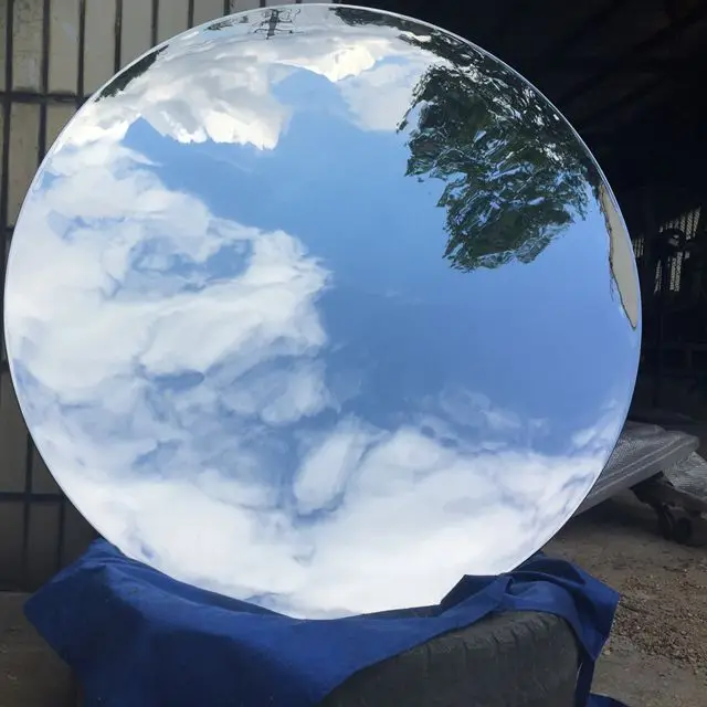 Modern wall art concave dish mirror polished garden statue home decoration window display metal craft sculpture factory supply