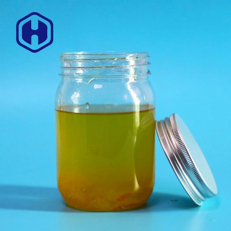 Round Chinese manufacturer food packing sealing empty PET cheap wholesale plastic bottle pickle jam jars with metal plastic lid