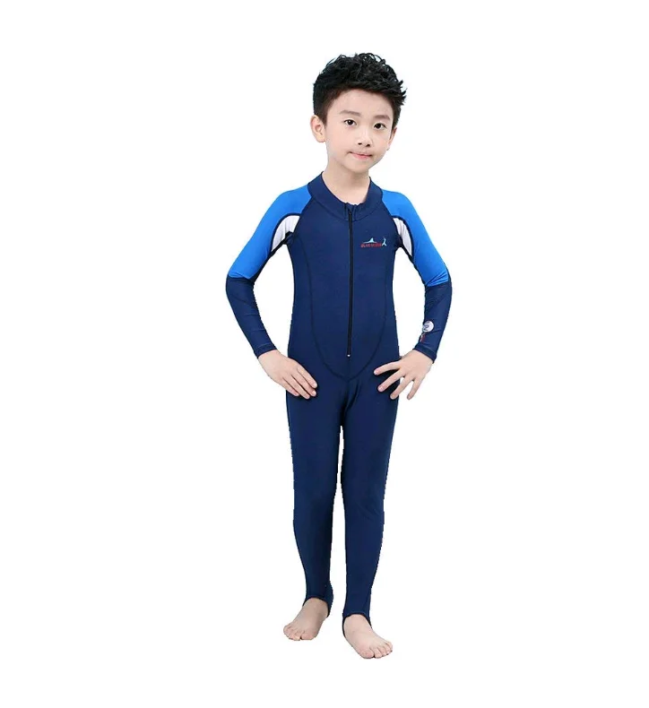 Синий погружения для маленьких мальчиков и девочек костюм с длинными рукавами изображением панды купальник купальный защитой от ультрафиолета 50