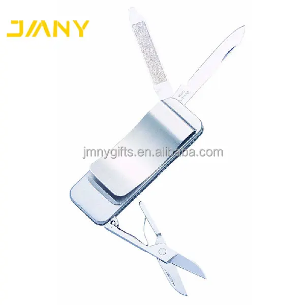 Пользовательский мужской универсальный зажим для денег карманный нож пилка для ногтей Ножницы из нержавеющей стали инструмент