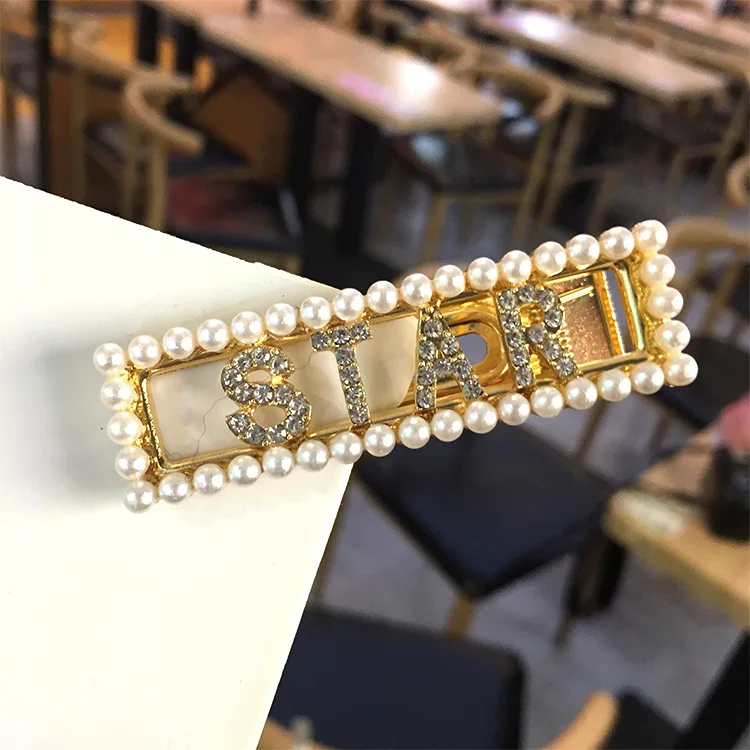 ZM1-8 Trade assurance INS same style Cute openwork Pearl hairpin adult side card elegant top clip word clip bangs wholesale