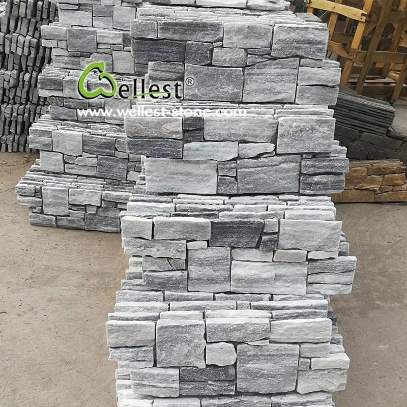 Beautiful Irregular Grey Quartzite Loose Stone for Retaining Wall
