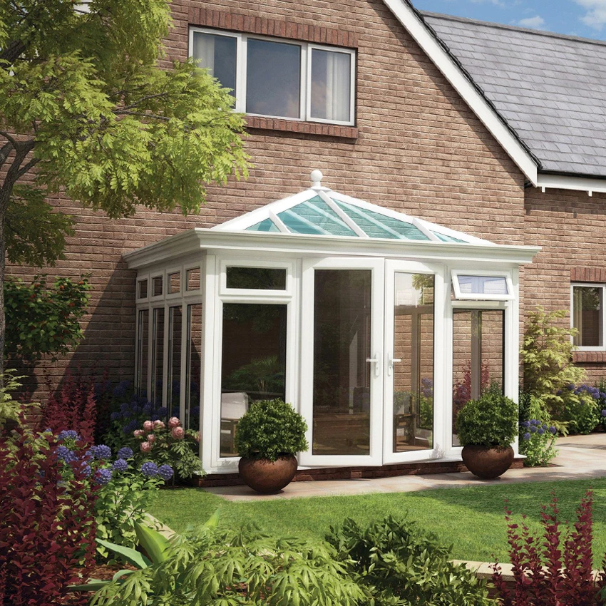 Prefabricated Laminated Low-e Conservatory Victorian Sunbathe Sunroom Glass Aluminum Frame Winter Garden retractable sunroom