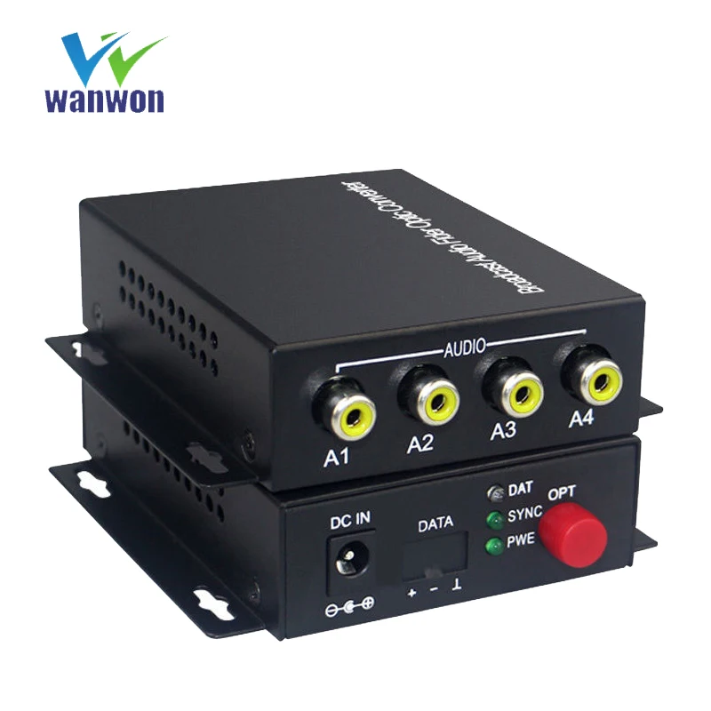 4 Audio Over FC Fiber optic Extender Converters for Broadcast system (Tx/Rx) Kit