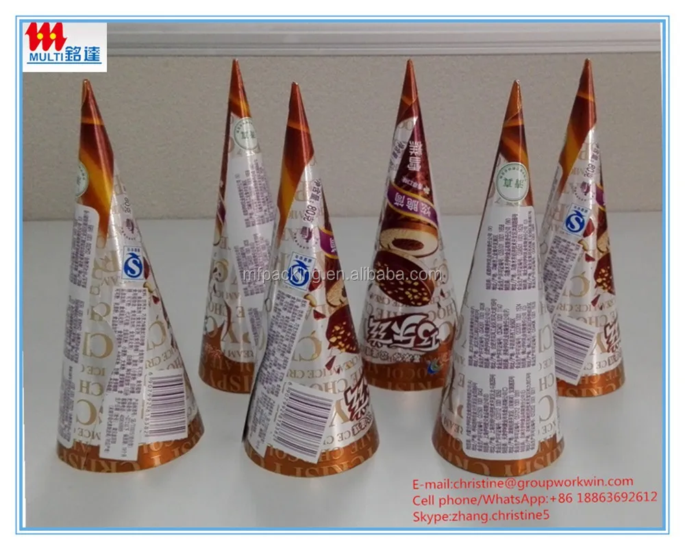 Aluminium Foil Paper cone for ice Cream Wrapper