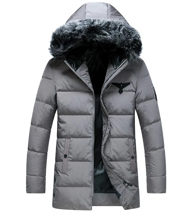 custom wholesale black long puffer parka jackets with hoody men fur parka for winter clothing man clothes