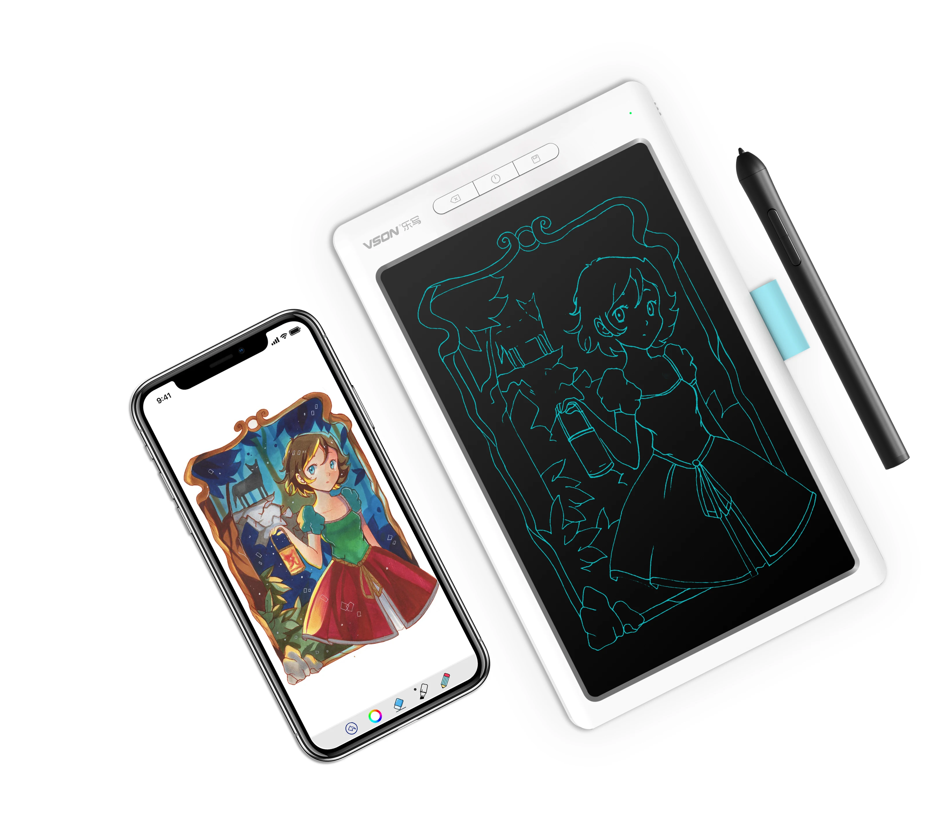 10 Inch BT Lcd Writing Tablet Memo Pads with Built-in Storage WP9612 Edraw VSON