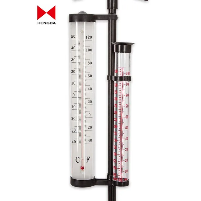 Eco-friendly  Rain Gauge Large Tube Thermometer Wind directional Solar Light Weather Station vane