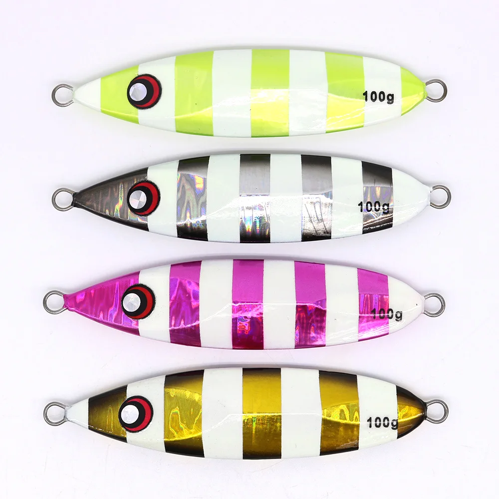 Castfun 60g 80g 100g 150g METAL SLUG Slow Pitch Metal Jigs GLow Saltwater Fishing Jigs Pesca Fishing Lures For Tuna