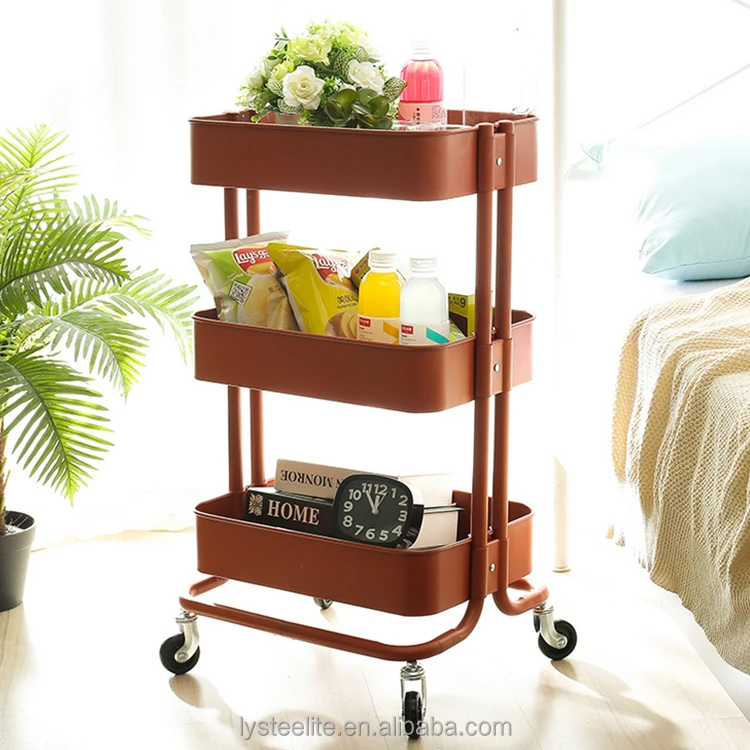 Pink 3 Tier Kitchen Trolley Cart Sewing Storage Ideas