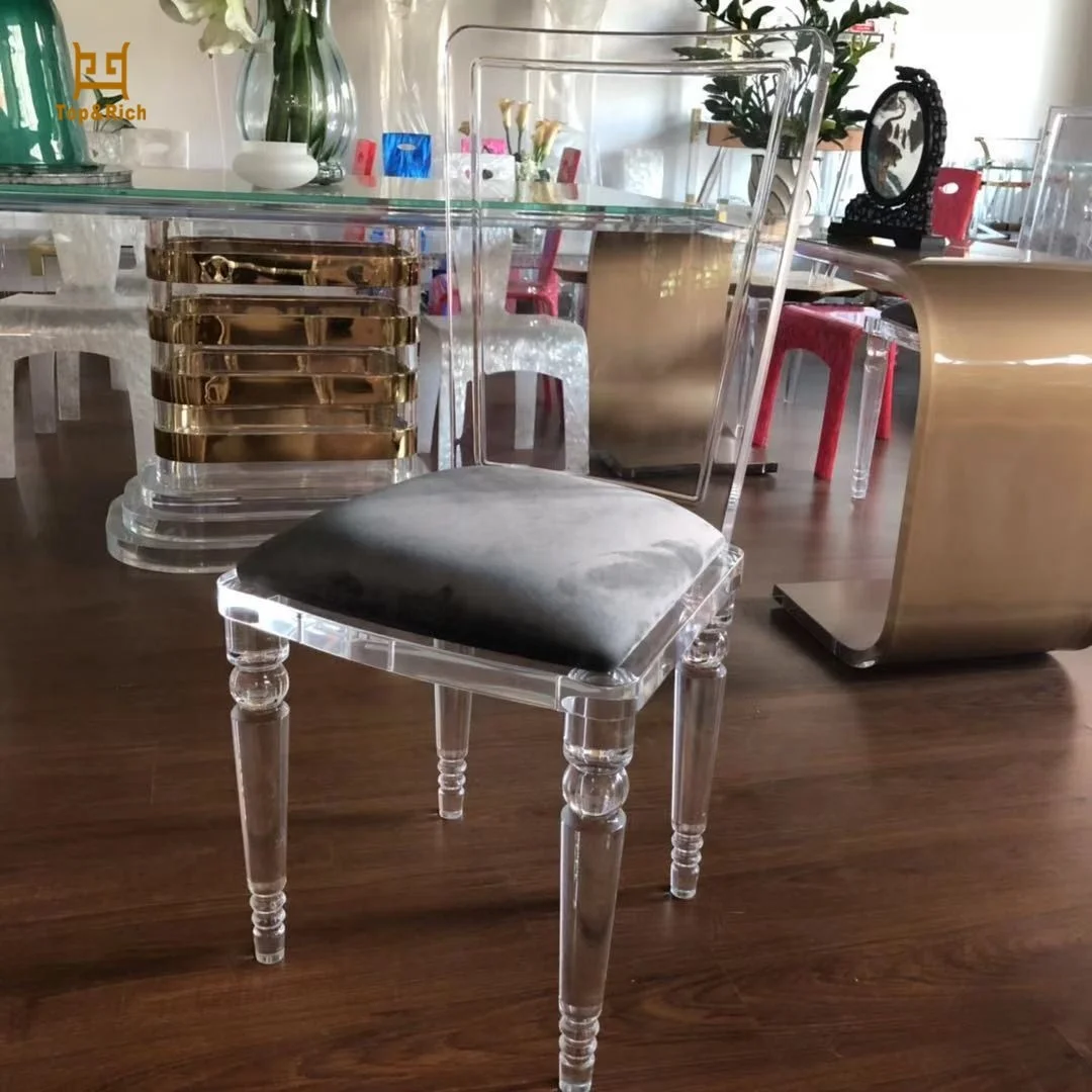 Factory Wholesale Customized Crystal Dining Chair Acrylic With Cushion