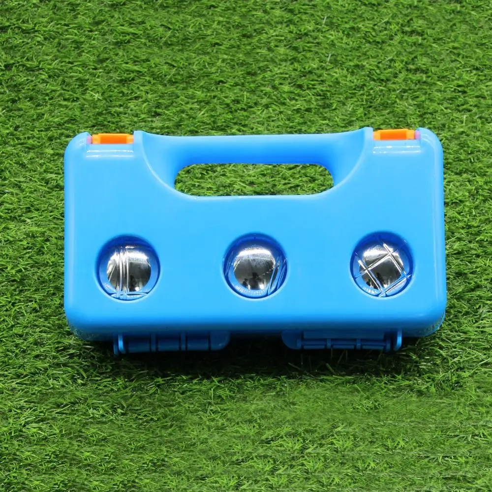 3 metal petanque boules ball in plastic box
