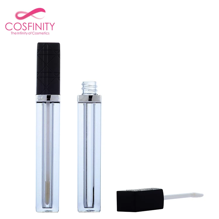 Wholesale China manufacture custom lip gloss tube package,pink slim lipgloss container with brush