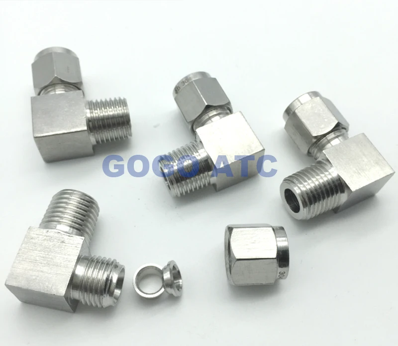 High quality ZG1/8 male thread O.D 1/8 inch hard tube stainless steel 304 Right angle elbow braidede waoter hose connector
