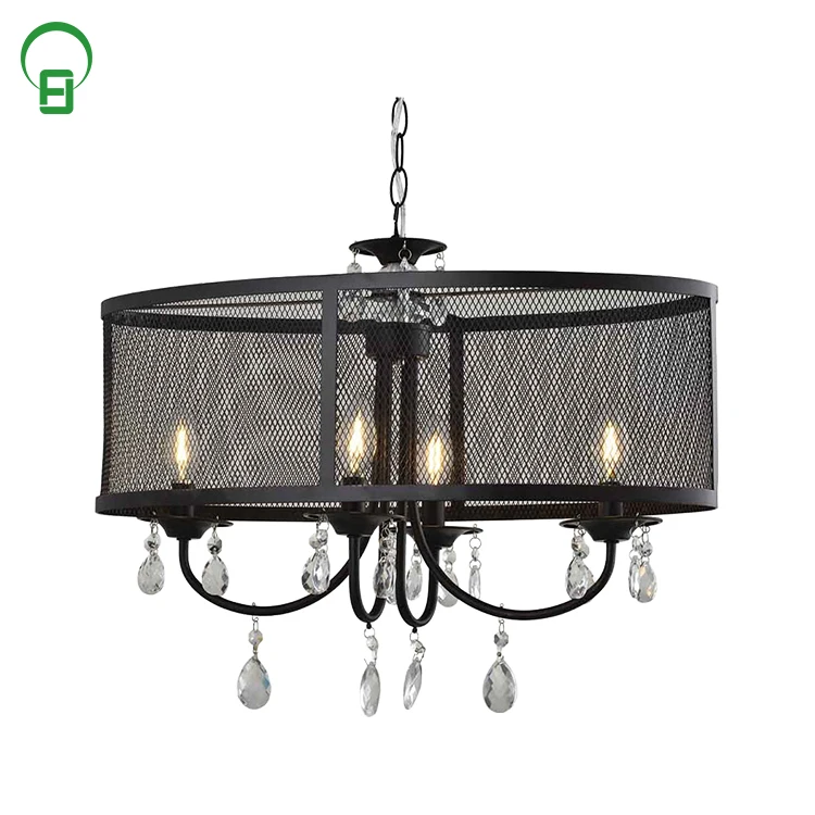 American country style antique big size lighting hotel chinese k9 crystal mini black chandelier