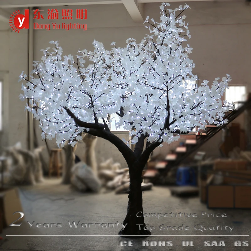 All festive decoration 3.0 meter height artificial white maple leaves tree light