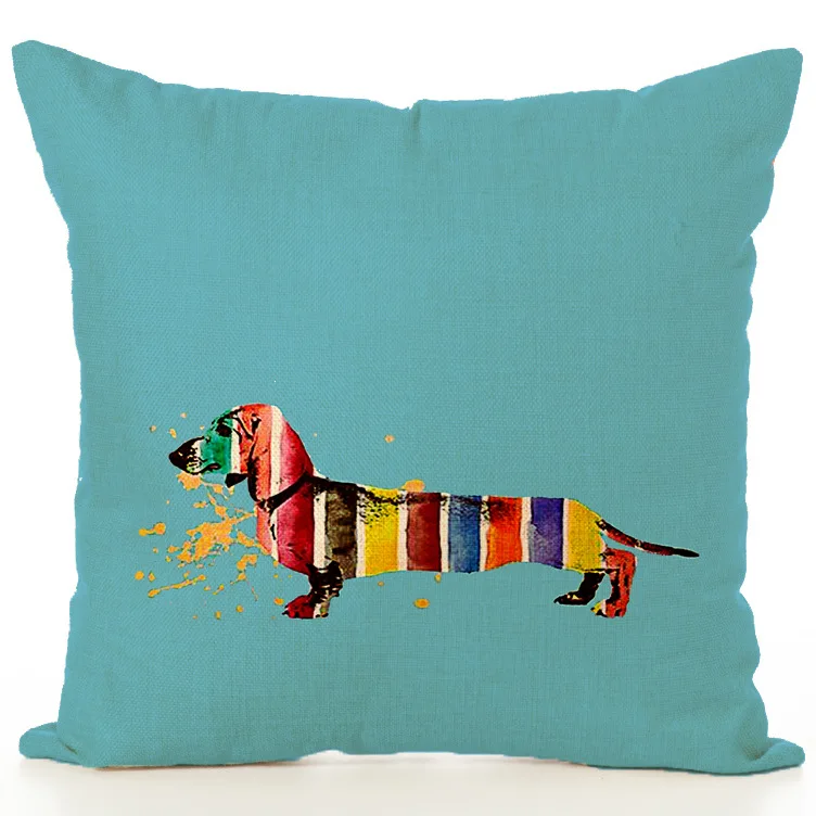 Farmhouse Modern Simple cute dog printed Cotton Linen Burlap Square Cushion Covers for Sofa