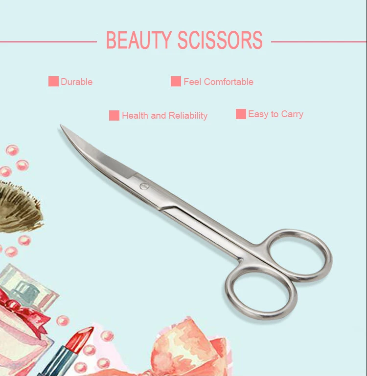 
Wholesale Curved Stainless Steel Nose-hair Beard Eyebrow Trimming Scissors 