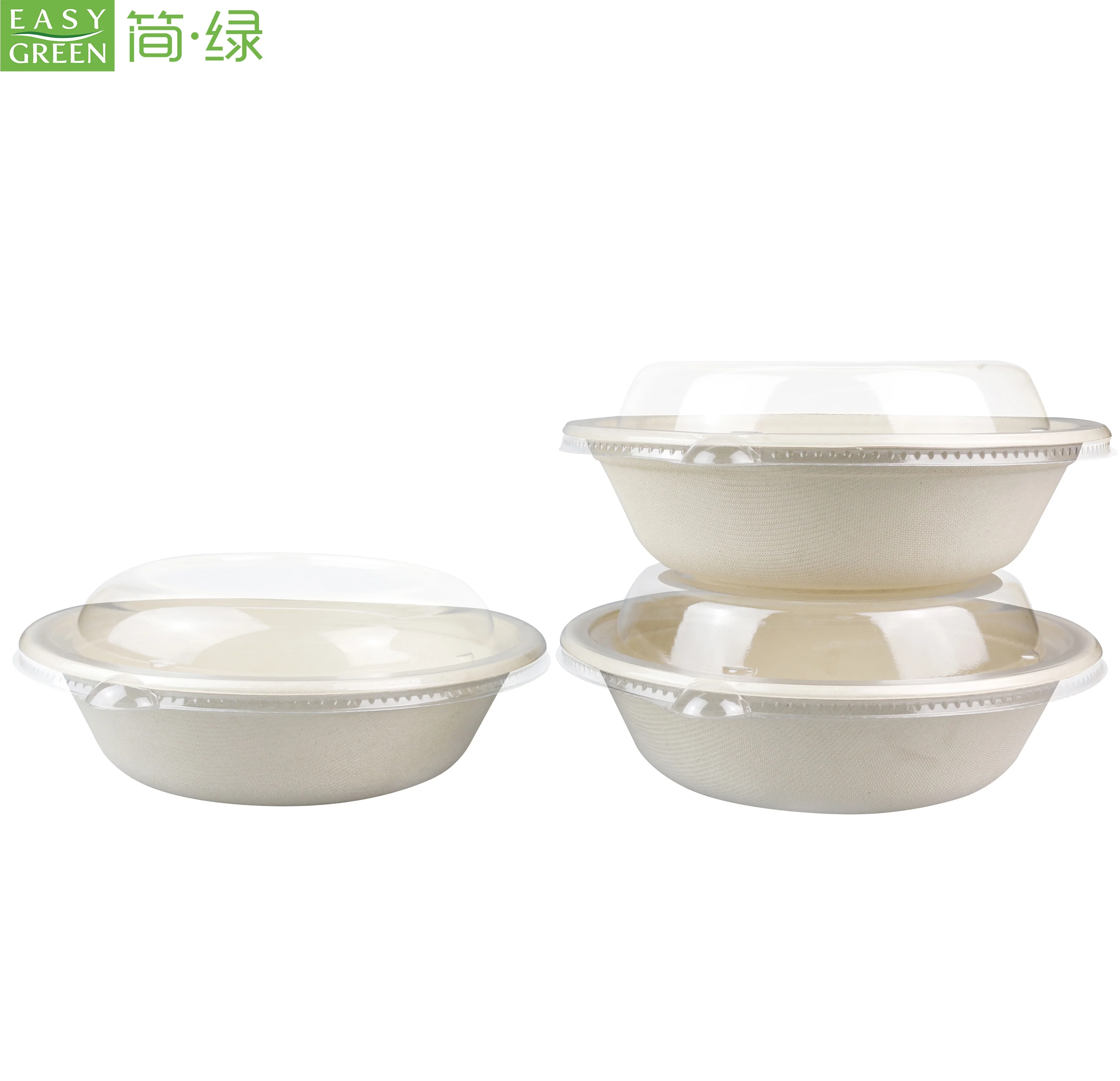 Easy Green Round Biodegradable Food Soup Disposable Salad Bowls With Lid