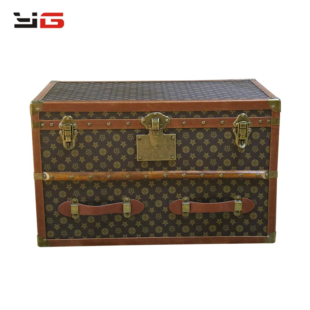 2018 New Design Vintage Leather Night Stand, Trunk Bedside Table