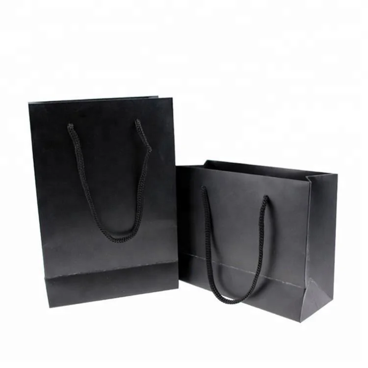 Custom Black Glossy Art Paper Packing Paper Bags For Shopping and Gifts