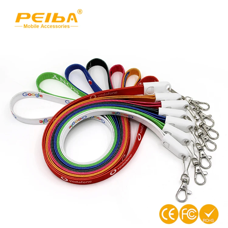 
Top quality Custom Lanyard with Badge Clip - 2 in 1 USB Charging Cable Cord for iPhone and Micro USB Android Phone 