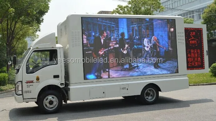 Outdoor Mobile Advertising Truck with one side LED screen and one side rolling lightbox