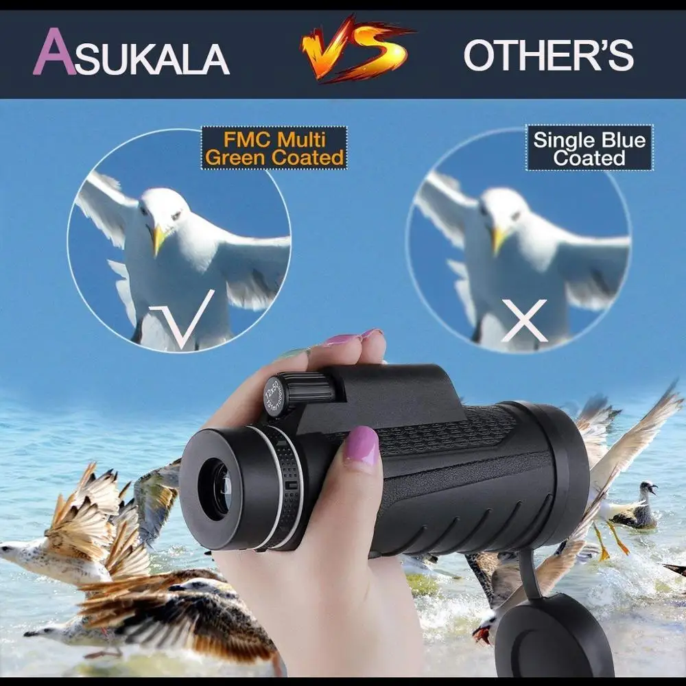 SUNCORE Monocular 40X60 Pocket Telescope Dual Focus Prism Multi-Coated Lens Fit Adults Kids Hiking, Hunting, Camping, Birding