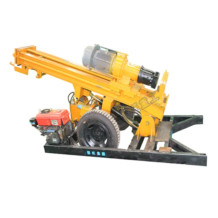 diesel powered wheel hydraulic lifting drill pipe pneumatic water well drilling rig for marble geology