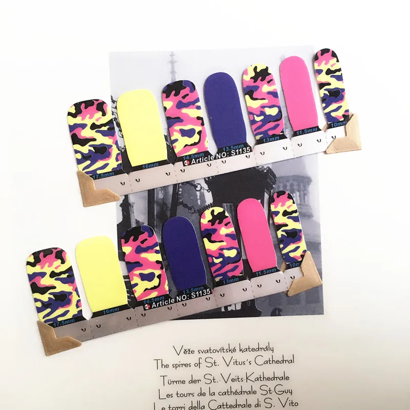 Sexy Colorful Nail Arts Sticker 14 pcs set Waterproof Nail Decal Art Sticker Gel Polish Manicure