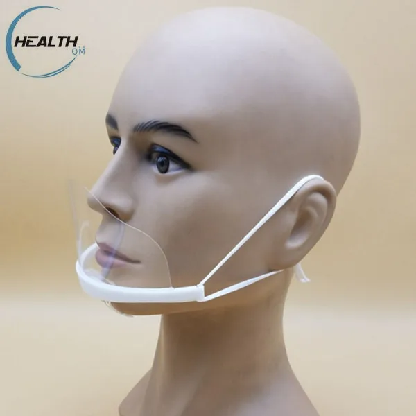High quality Anti saliva food hygiene clear plastic transparent face mask for food service
