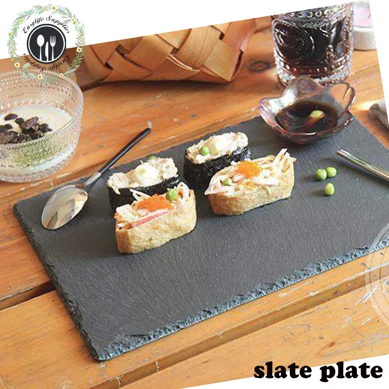 high quality 30*20cm black slate cheese board with certification